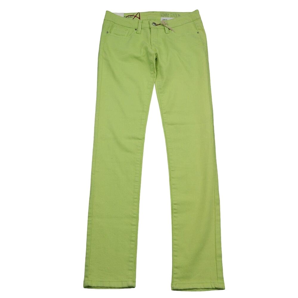 Special A Pants Womens 3 Pastel Green Skinny Low Rise Stretch Pocket Denim Jeans